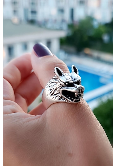 Kurt Şekilli Erkek Yüzük Gümüş Kaplama Ayarlanabilir El Yapımı Erkek Yüzük