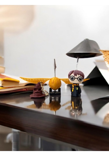 Harry Potter Temalı Not Tutacağı - Seçmen Şapka Anahtarlık - Snitch Ve Hareketli Kafa Harry Tutacak Çok Renkli