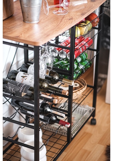 ÇOK AMAÇLI ADA MASA METAL MUTFAK BAR BANGO TEKERLEKLİ SEBZELİK