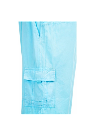 Miami Beach Mint Kargo Cepli Beli Lastikli Unisex Keten Şort %100 Pamuk 001
