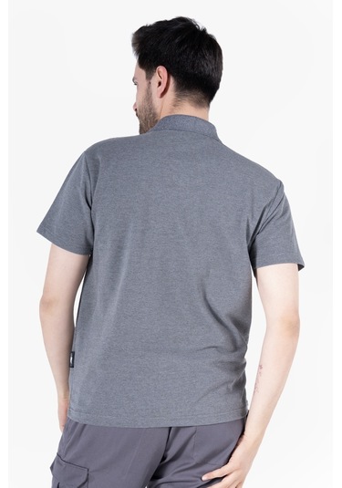 T-shirt %100 Pamuk Polo Yaka Fleto Cepli %100 Pamuk Füme Melanj