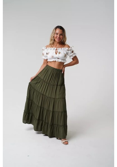 A.punto Tvoj Luk Uzun Maksi Etek 172119475 Khaki