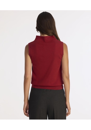 Yargıcı Regular Yarım Balıkçı Yaka Kolsuz Kol Kazak 25kktr2003x 043 Kırmızı