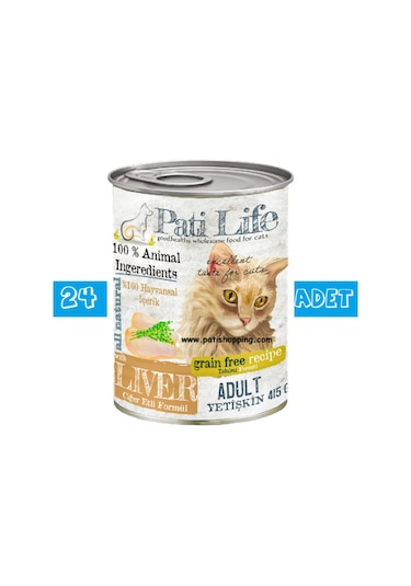 Pati Life Ciğer Etli Yetişkin Kedi Konserve Maması 24 x 415 G