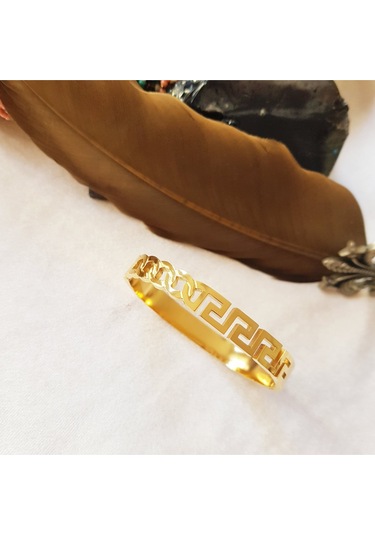 Karakedi Takı Çelik Chain-Ring Kelepçe Bileklik Altın