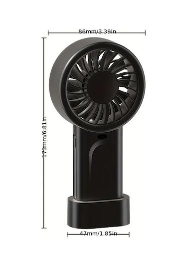 Boatshop1 Black Taşınabilir El Tipi Usb Şarjlı 5 Hızlı 4000mah Lityum Pil 6.3m³/dk Rüzgar Ofis Dış Mekan Kişisel Kullanım Plastik Fan