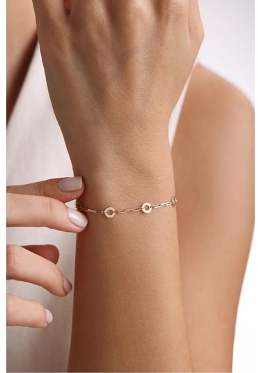 Gianfranco Circle Işıltılı Bileklik Altın Sarı Altın