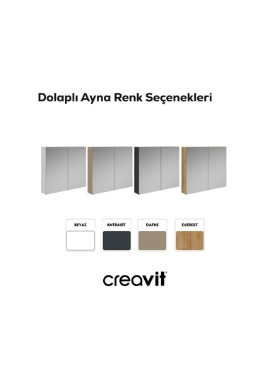 Creavit D20 80 Cm Everest Aynalı Dolap Melamin Gövde