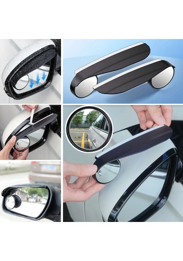 Mercansa Buffer 2 Adet Kendinden Aynalı Karbon Fiber Görünümlü Araba Yan Ayna Yağmur Koruyucuları Yağmur & Kar Kalkanı Visörler