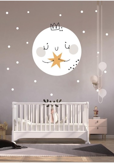 Sevimli Surat ve Polka Damlası Çocuk Odası Dekorasyon Sticker