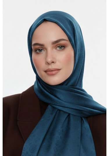 Mizalle & Yaqa Filigranlı Petrol Rengi Şal Petrol
