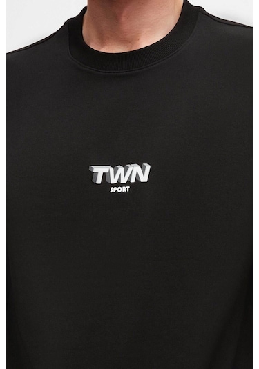 Twn Relaxed Fit Baskılı Erkek Sweatshirt 2ECE25ORT2791 - Siyah
