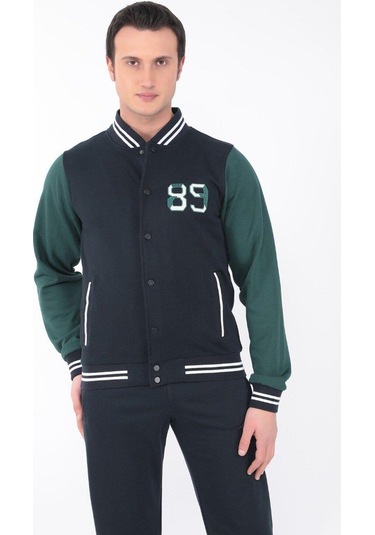 Erkek Kolej Ceket 3 Iplik Içi Fileli Kolej Ceket Lacivert Yeşil