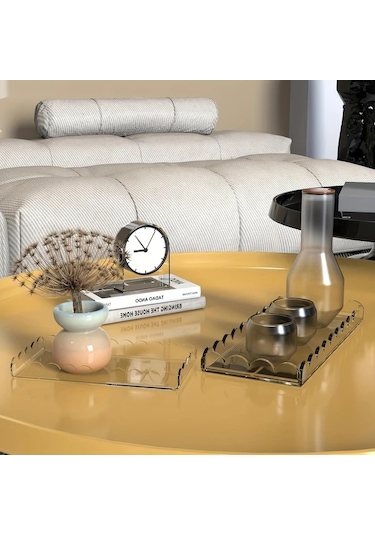 Xuweiwei Transparent B Tarak Kenarlı Akrilik Tepsi Banyo Makyaj Organizasyon Şeffaf