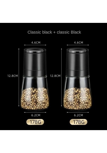 Besthome1 Karabiber Öğütücü Gül Tuzu Tamamlayıcı Gıda El Bükülmüş Şişesi Siyah 1 Adet Ev Manuel Biber Tozu Siyah