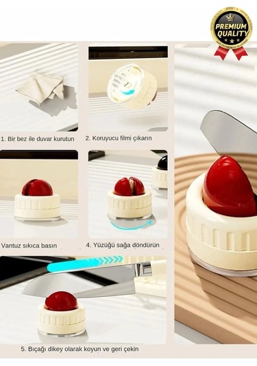 Premium Pratik Keskin Makas Şef Mutfak Paslanmaz Vantuzlu Mini Bıçak Bileme Aparatı Aleti - 1 Adet