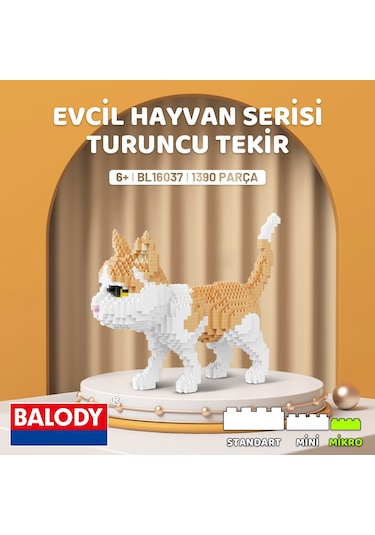 Balody Evcil Hayvan Serisi Turuncu Tekir Kedi Bl16037 Mikro Blok Yapı Oyuncakları Seti