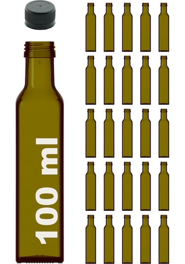 Afracam Maraska Yeşil 100 ML Cam Şişe Sızdırmaz Kapak 25 Adet