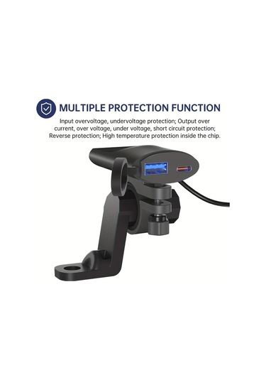 Boatshop1 Tip C Usb Ultra İnce Araç Motosiklet Telefon Şarj Cihazı Hızlı Şarj Pd Usb Dikiz Aynası Uzatma Askısı