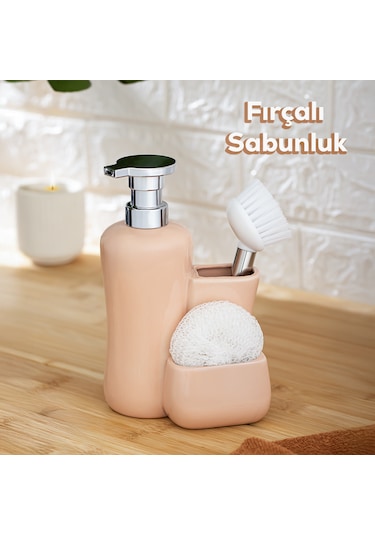Porsima 277744 Sıvı Sabunluk Fırçalı Süngerlikli Sabunluk Pudra