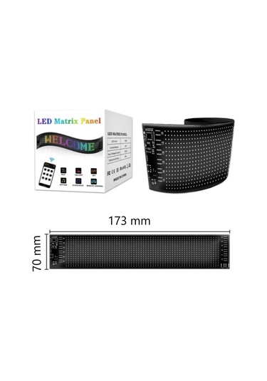 Motosiklet Uyumlu Led Matrx Panel 17x7 Cm Rg-b Ekran Kumandalı App Kontrollü Çok Renkli