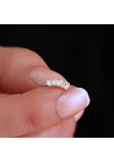 14 Ayar Altın Beşli Baget Tragus Piercing Sarı