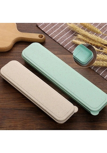 Yeşil 21/24cm Pp Taşınabilir Seyahat Sofra Saklama Kutusu Kasa Gıda Sınıfı Yemek Takımı Çatal Kaşık Kutusu Çocuk Kaşıklık 56639093