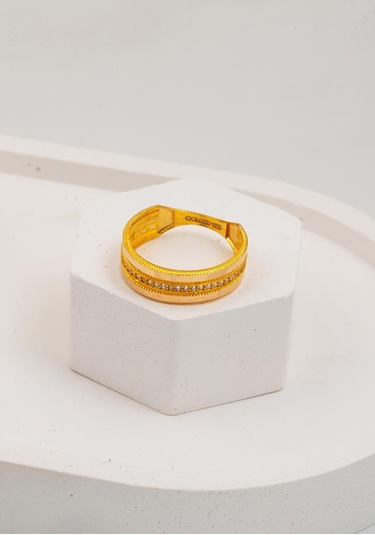 Bilezikci 3 Sıralı Ajda Yüzük 14 Ayar Altın Sarı Altın