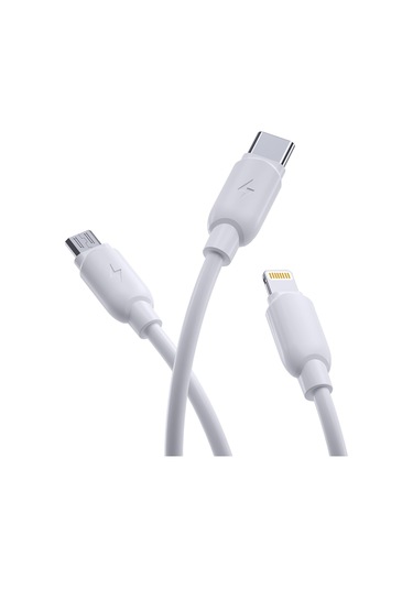 Şarj Ve Data Kablosu Çoklu Çıkış 3 In 1 Primary 3a 1.2 Metre Lightning, Type-c, Micro Usb