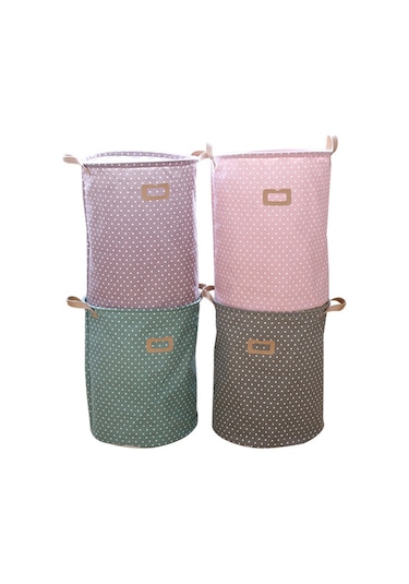 Yifomall Yeşil Nokta Pu Çerçeveli Kolluklu Kumaş Çok Amaçlı Katlanabilir Giyim-oyuncağı Saklama Sepeti Diğer