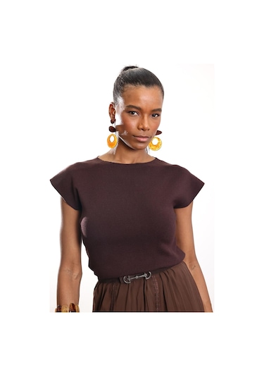 5in1Canpolat Kahverengi Bisiklet Yaka Kolsuz Triko 4821 Kahverengi