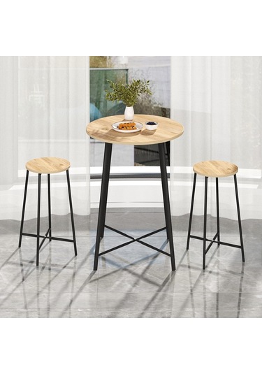 Oval 2 Kişilik Yemek Masası Bar Masası Mutfak Çam 1526