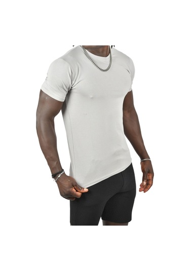 Deepsea Taş Erkek Dar Kesim Basic Tişört 1801131 Taş