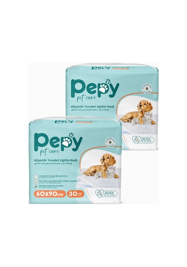 Pepy Pet Care Kaydırmaz Hijyenik Tuvalet Eğitim Pedi 2 x 30'lu 60 x 90 CM