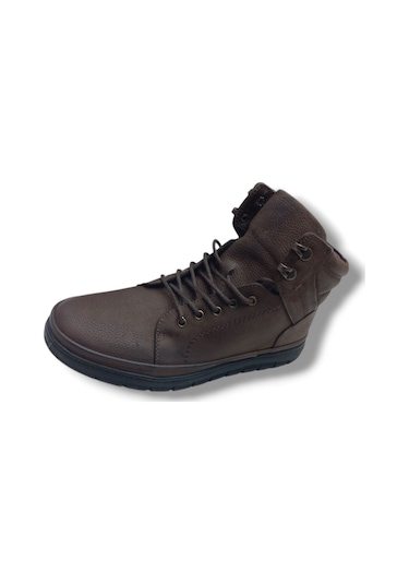 Growish Gr0264 Hakiki Greyzır Deri Kaydırmaz Taban Erkek Yüksek Yarım Bot Kahverengi