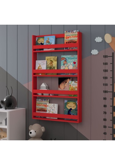 Çocuk Odası Raf / Kitaplık Çr-01 Kırmızı Kırmızı