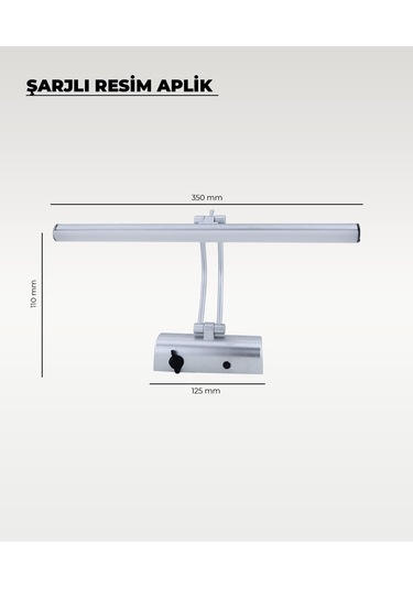 Şarjlı Krom Flüt Aplik 3200k Sarı Işık Elektrik Gerektirmez Krom