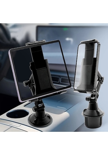 Chuangyinshop Siyah 4-13 Inç Ayarlanabilir Araç Cup Holder Tablet Telefon Tutucu İpad İphone Uyumlu Tüm Telefonlar