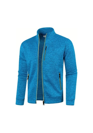 Ghassy Co. Erkek Kırçıllı Yüzey Hafif Rüzgar Geçirmez Tam Fermuarlı Polar Ceket Turkuaz