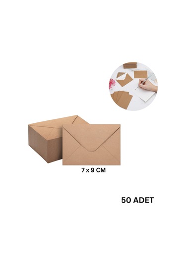 Kraft Zarf Seti, 50 Li Paket 7x9 Cm, Mini Boy Davetiye, Kart, Fotoğraf Ve Özel Gün Zarfları