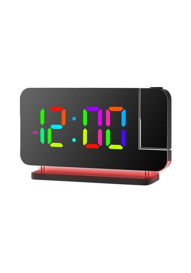 L6600b Rgb Renkli Led Elektronik Saat Renkli Gece Lambası Black Siyah