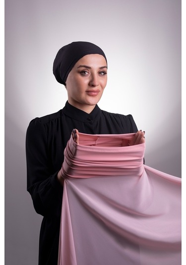 Hürrem Bone Pudra Pratik Hazır Geçmeli Şal Şifon Boru Boneli 3001_06