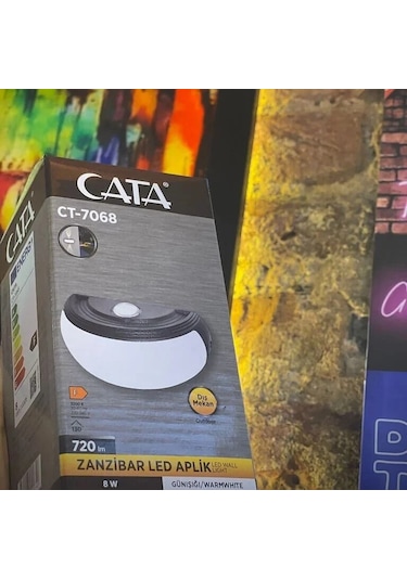 Cata Zanzibar 8w Günışığı 3200 Kelvin Led Aplik Dış Mekan Ip44 Ct-7068 Siyah