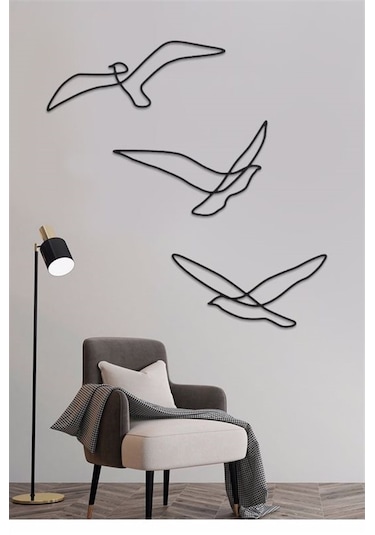 3 Çizgi Martı - Metal Tablo Set