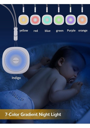 7 Molor Gece Işığı, Mini Uyku Ses Makinesi İle Bebek İçin Beyaz Gürültü Ses Makinesi 3 Renk Uzaktan Kumanda Yok