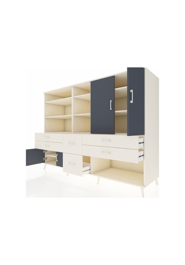 Kronos Dolap 10 Raflı 6 Çekmeceli 4 Kapaklı 220x59x163 Aytaşı-ant Aytaşı-antrasit/aytaşı