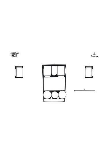 Hyundai Getz Konsol-torpido Kaplama 2005-2010 4 Parça-siyah Karbon Siyah Karbon
