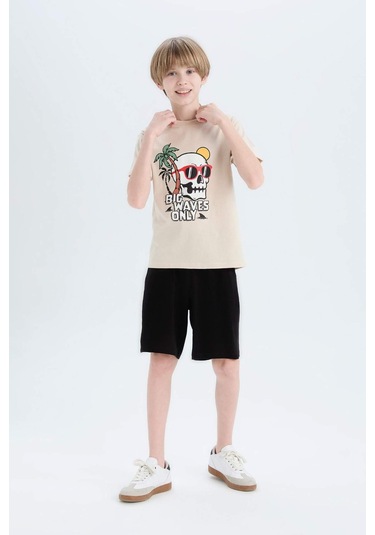 DeFacto Erkek Çocuk Pijama Takımı Baskılı Kısa Kollu Üst Şort E0159A825SMBG186