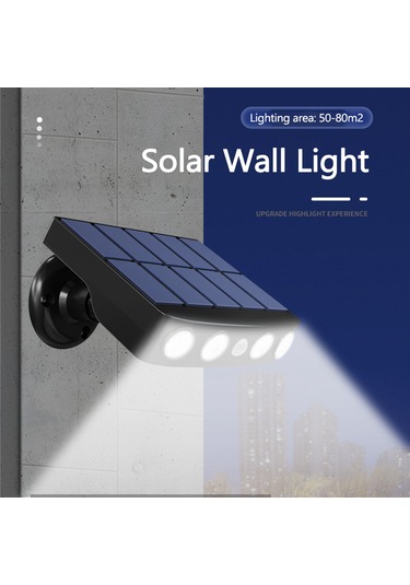 Xiyyadms Solar Güneş Enerjili Duvar Lambası - Dış Mekan, Su Geçirmez, İnsan Algılama, Led, Döner, Beyaz Işık, Siyah Kasa Diğer