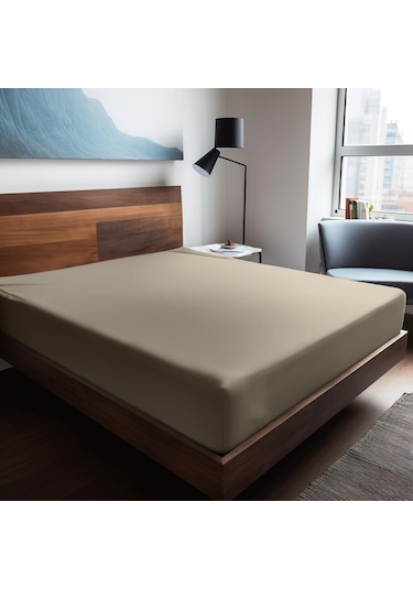 Soley Mix & Match Plain %100 Pamuklu Ranforce 100 X 200 Tek Kişilik Çarşaf Bej